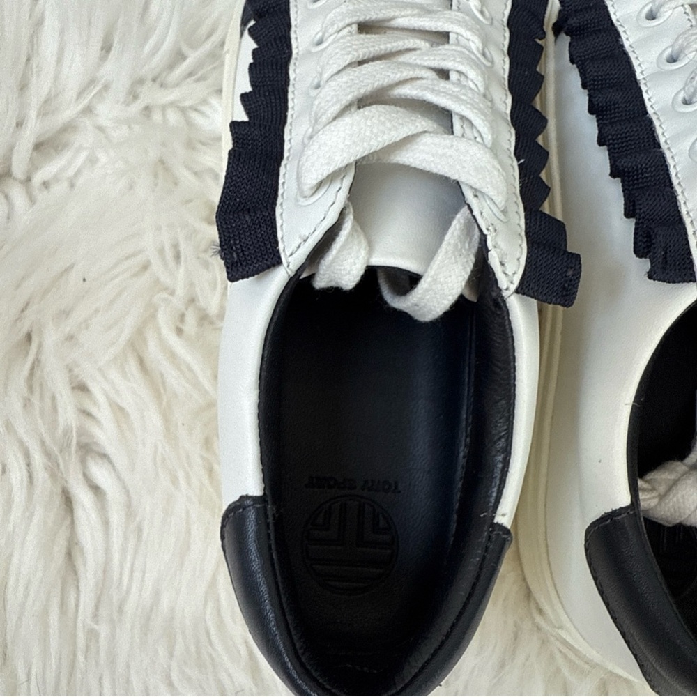 Tory Burch Ruffle Sneaker NEW! 6.5 Leather - Picture 5 of 7